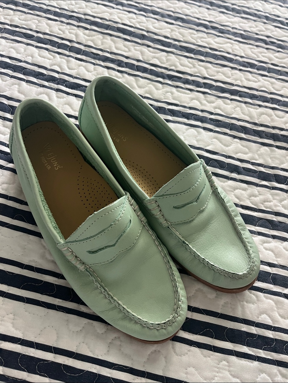 G.H. Bass & Co. Mint Green Leather Penny Loafers WeeJuns